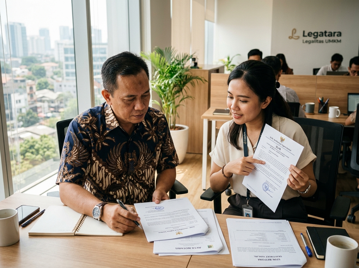 Momen konsultasi SLHS (Surat Keterangan Lingkungan Hidup) di kantor Legatara
